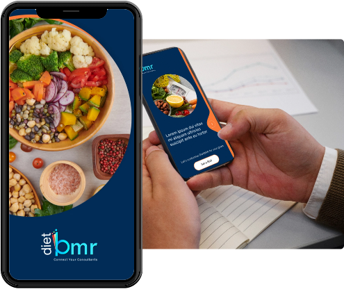Mobile Interface of DietBmr Free Diet Planning App for Nutritionist and Dietitian